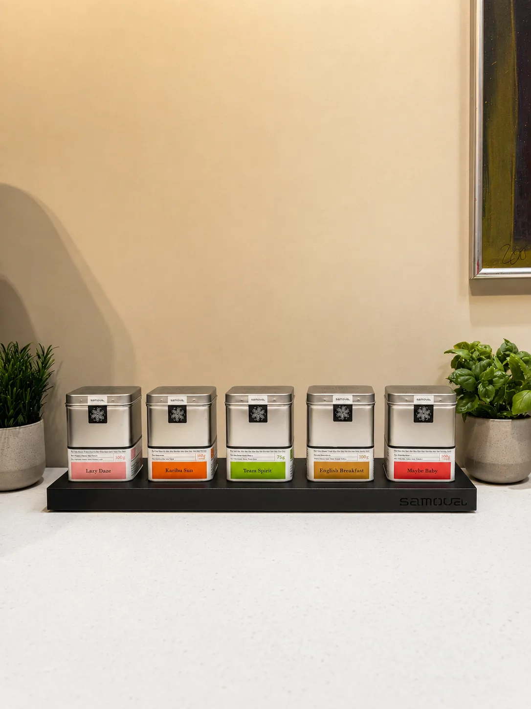 Tee-Station mit fünf Sorten · Hamburger SAMOVA